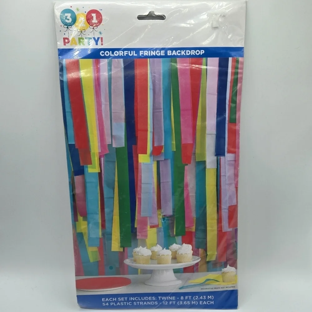 321 Party! Rainbow Colorful Fringe Backdrop Kit